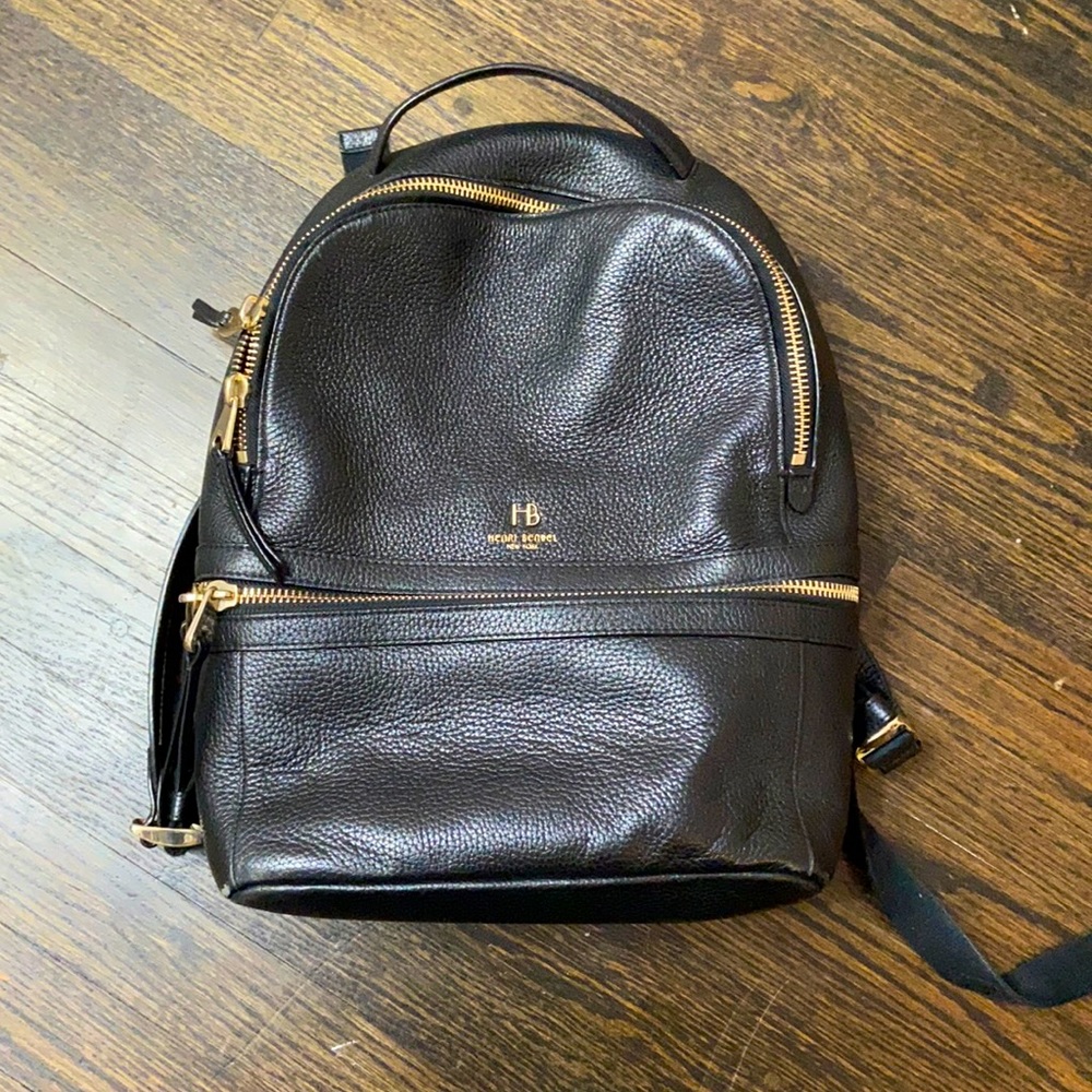 Black leather Henri Bendel backpack